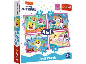 Baby Shark: Cápa család 4 az 1-ben puzzle - Trefl