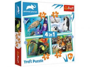 Animal Planet: A titokzatos állatvilág 4 az 1-ben 70-54-48-35db-os puzzle - Trefl