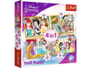 Trefl: Disney hercegnők boldog napja 4 az 1-ben puzzle - 35, 48, 54, 70 darabos