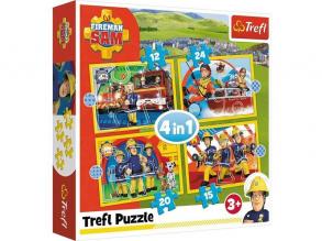 Trefl: Sam, a bátor tűzoltó 4 az 1-ben puzzle - 35, 48, 54, 70 darabos