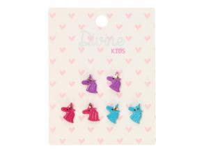 Gyerek fülbevaló - Egyszarvú, 3 pár