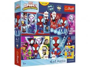 Spidey és barátai - 4 x 88 db-os Premium Plus Kids puzzle - Trefl