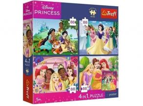 Disney Hercegnők - 4 az 1-ben puzzle 4 x 88 db-os - Trefl
