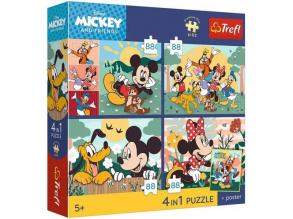 Disney Mickey egér és barátai  4 x 88 db-os Premium Plus Kids puzzle  Trefl