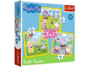 Peppa malac: Egy boldog nap 3 az 1-ben puzzle - Trefl