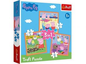 Peppa malac: A leleményes Peppa 3 az 1-ben puzzle - Trefl