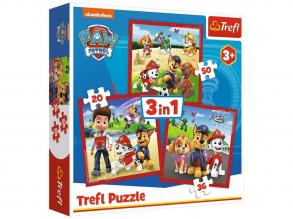 Mancs őrjárat: Boldog kutyusok 3 az 1-ben puzzle - Trefl