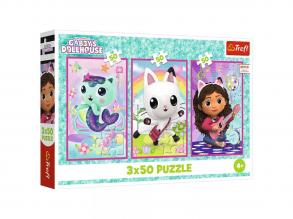 Gabi babaháza Gabival és a cicákkal 3x50db-os puzzle - Trefl