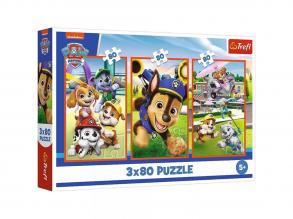 Mancs őrjárat mosolygós kutyák 3x80db-os puzzle - Trefl