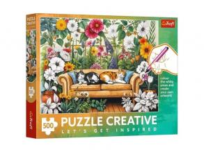 Cicák a virágos kertben  500 db-os Creative puzzle  Trefl