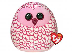 Ty Squish-a-Boos párna alakú plüss figura PINKY, 30 cm - rózsaszín bagoly