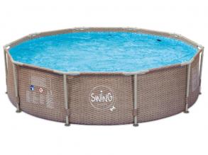 Swing fémvázas medence 3,05*76 cm-es szürke fonott hatású szűrő nélkül