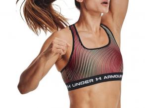 Crossback Mid Print Under Armour női fekete színű training sportmelltartó