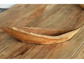 Csónak dekoráció teak natur fából 40x15x7 cm