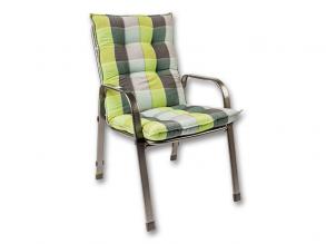 Zöldes csíkos alacsony háttámlájú székre való párna 105 x 50 x 8 cm