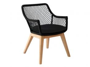 Olivia kerti teakfa szék - fekete