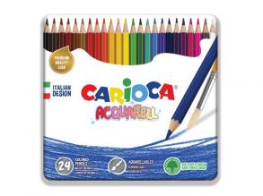 Akvarell színes ceruza 24db-os szett fém dobozban - Carioca