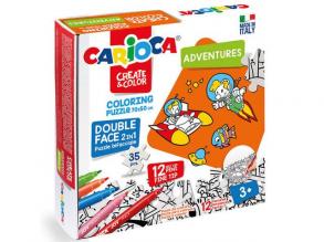 Kalandok színezhető kétoldalú puzzle 12db filctollal - Carioca