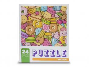Papír Puzzle 24db-os fánkok, sütik és fagyik