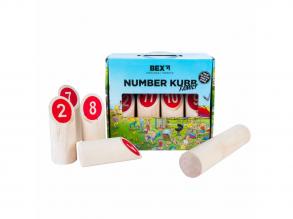 Számozott Kubb kültéri játék, 12 részes, nyírfa