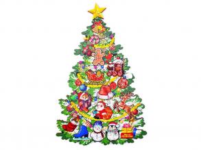 Fa puzzle, színes A3 méretű karácsonyfa
