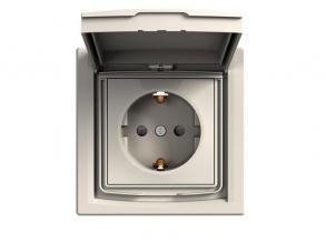 Schneider EPH3100323 ASFORA GYV/csapfedeles/IP44/kerettel/bézs 2P+F csatlakozóaljzat