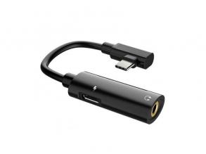 Hoco LS19 USB Type-C/3,5mm Jack fekete 2in1 adapter