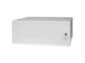 Stalflex RC19-4U-450MG 19" 4U 450 mm mély lapra szerelt szürke fém ajtós fali rack szekrény