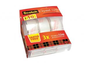 Scotch Crystal Clear 19mmx7,5m 2+1 ragasztószalag-adagoló