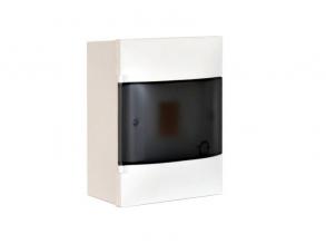 Legrand 134214 PractiboxS átlátszó füstszínű ajtóval/védőföld nulla elosztókapoccsal 1sor 4modul...