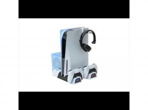 FroggieX FX-P5-C3-W Cooling Charging Stand & Storage PS5 konzol hűtő + dual töltőállomás + lemez...