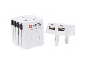 Skross MUVUSB-2-4-A 2xUSB töltő bemenettel világutazó adapter