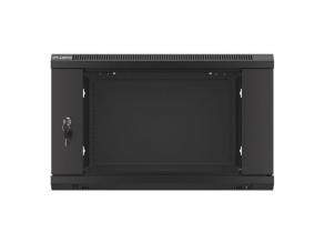 Lanberg WF01-6606-10B 19" 6U SZÉL:600 MÉLY:600 MAG:379 lapraszerelt üvegajtós fekete fali rack s...