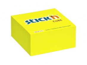 Stick`N 76x76 mm 400 lap neon sárga öntapadó kockatömb