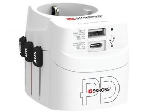 Skross USB A/USB C töltő bemenettel földelt világutazó adapter