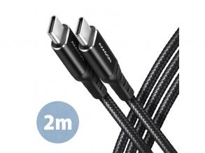 Axagon BUCM2-CM20AB 2m USB C fekete adat- és töltőkábel