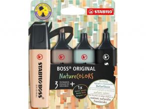 Stabilo BOSS ORIGINAL NatureCOLORS 4 db-os (bőrszín, meleg szürke, földzöld, fekete) szövegkieme...