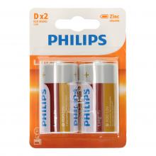 D / R20 hosszú élettartamú elem, 2 db, Philips