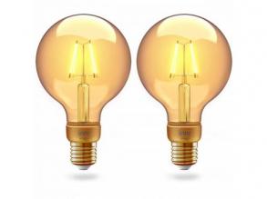LED lámpa , égő , INNR , izzószál hatás, filament, 2 x E27 , G105 , 2 x 4.2W , borostyán sárga , meleg fehér , dimmelhető , Phil