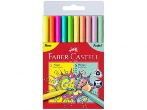 Faber-Castell: Grip neon és pasztell filctoll szett 5+5db-os