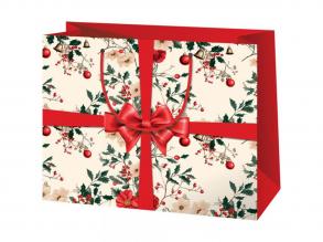 Cardex: Piros masni mintás nagy méretű ajándéktáska 26x13x33cm