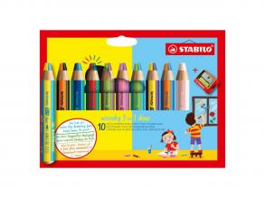 STABILO Woody 3in1 Duo színesceruza hegyezővel - 11 darabos