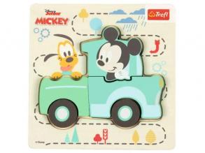 Disney Mickey Egér az autóban fa formaillesztő puzzle - Trefl