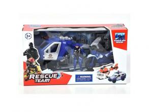 Rendőr játékszett motorral és helikopterrel