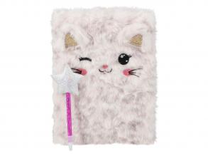 Plüss jegyzetfüzet tollal  macska