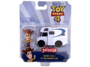 Toy Story 4: Woody karakter és kemping autója mini figuraszett - Mattel