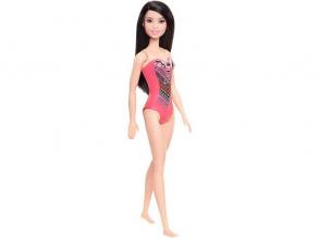 Barbie: Fekete hajú Barbie mályva színű, mintás fürdőruhában