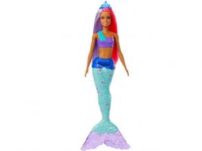 Barbie Dreamtopia: Lila és piros hajú kék tiarás sellő baba - Mattel