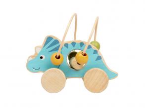 Bigjigs fa toló játék, Triceratops, gyöngykerettel