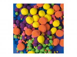 Pom-pom, vegyes méret, 500 db, neon - playbox